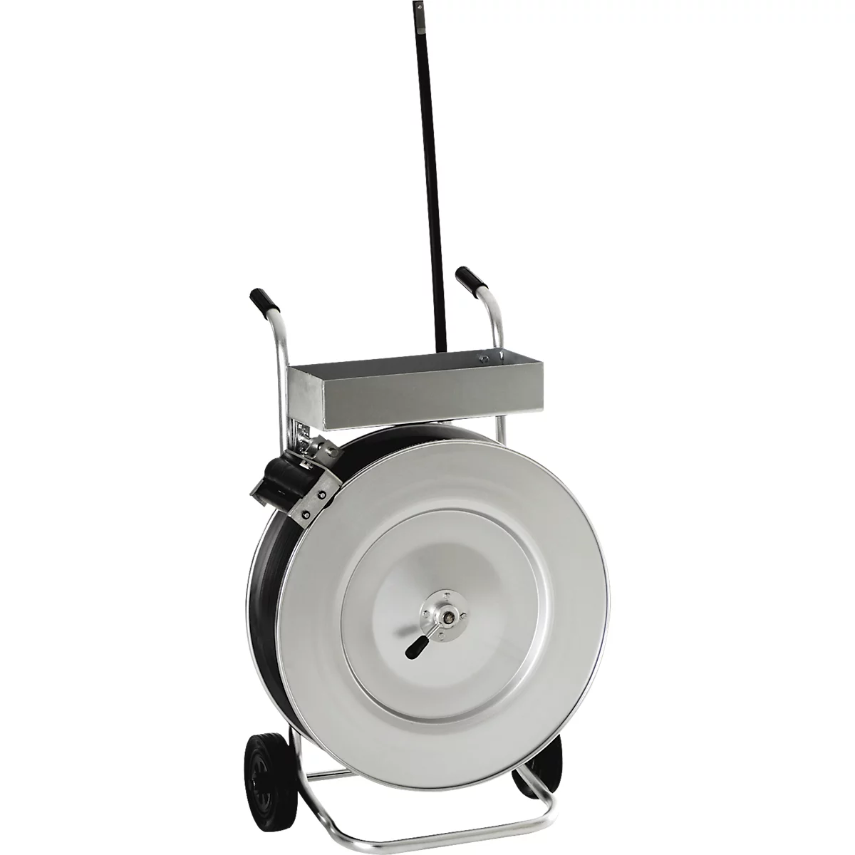 Professionele omsnoeringsset, met volbad verzinkte dispenser, accu omsnoeringsapparaat BXT3-16 &amp; KU polyesterband, L 1700 m x B 16 mm, dikte 0,73 mm, reliëf, groen