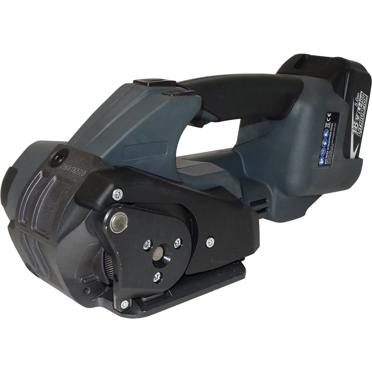 Profi-Umreifungsset, mit Abrollwagen Premium X, Akku-Umreifungsgerät BW-04 & KU Polyesterband, L 1200 m x B 18,5 mm, Stärke 0,85 mm, geprägt, grün
