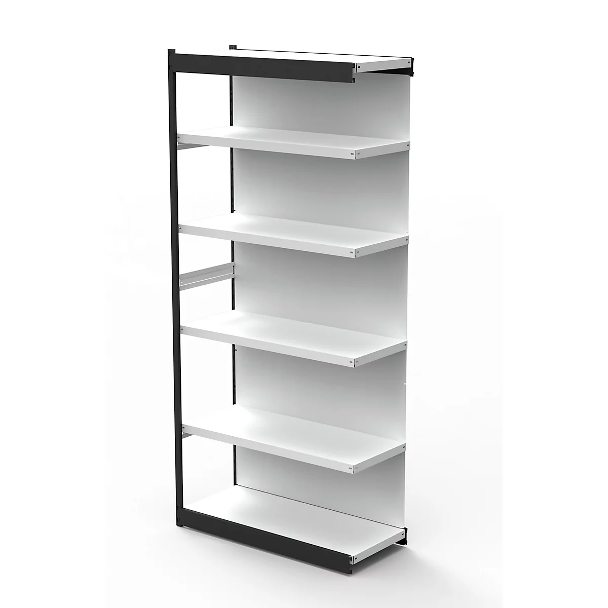 PROGRESS 2000 stalen bureaustelling, met achterwand, B 750 x D 600 x H 2250 mm, frame zwart