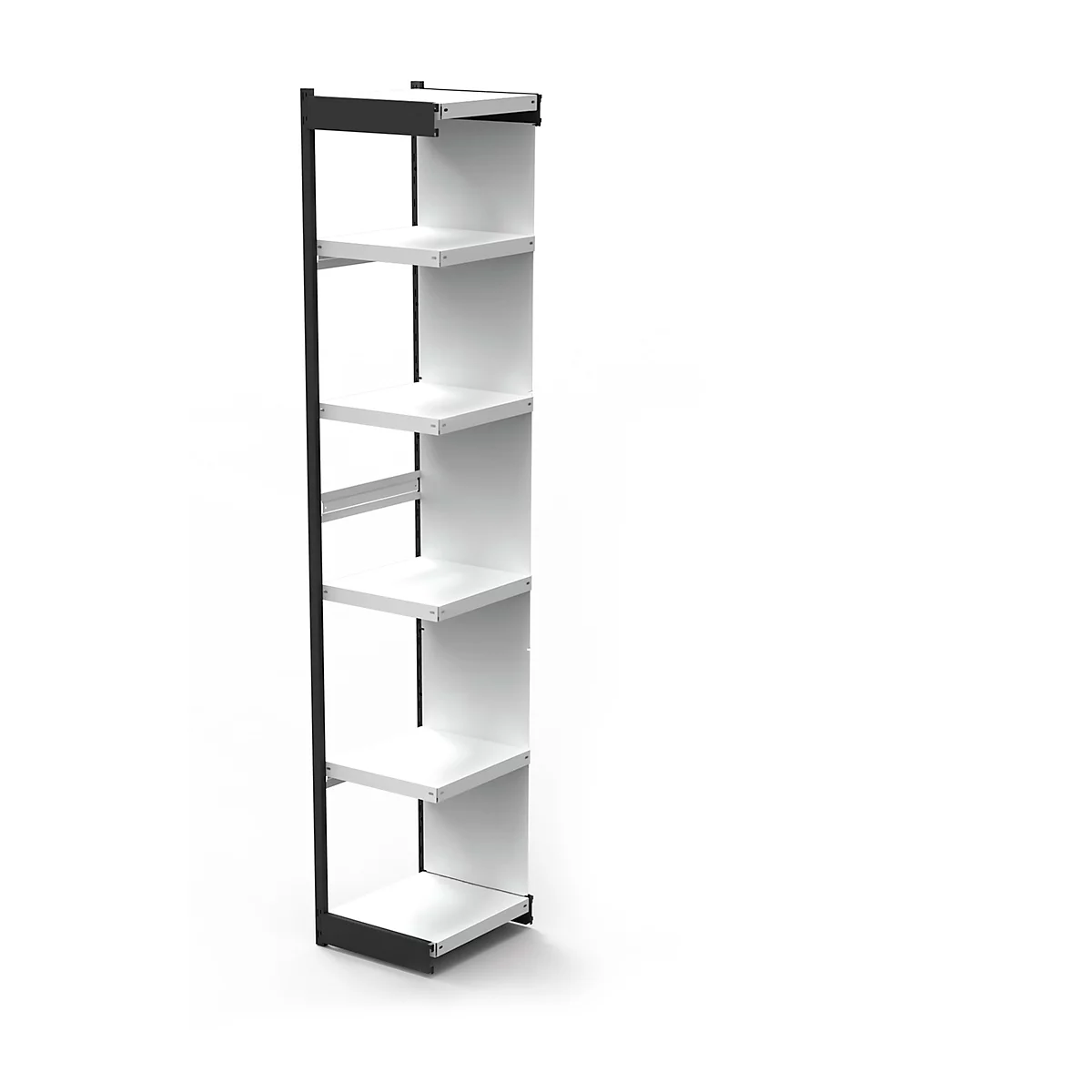 PROGRESS 2000 stalen hoekstelling, met achterwand, B 400 x D 400 x H 2250 mm, frame zwart