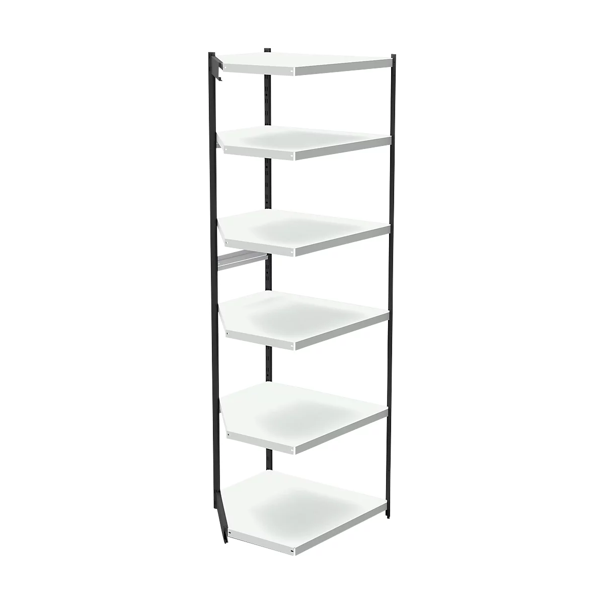 PROGRESS 2000 stalen hoekstelling, zonder achterwand, B 400 x D 400 x H 2250 mm, zwarte frame