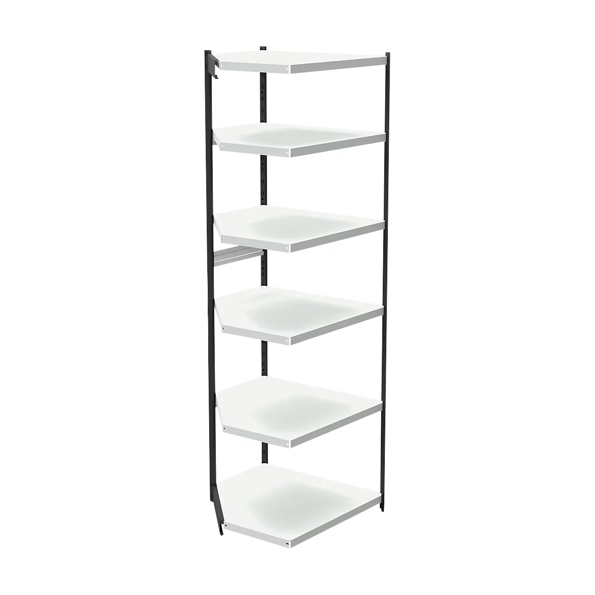 PROGRESS 2000 stalen hoekstelling, zonder achterwand, B 400 x D 600 x H 2250 mm, zwarte frame