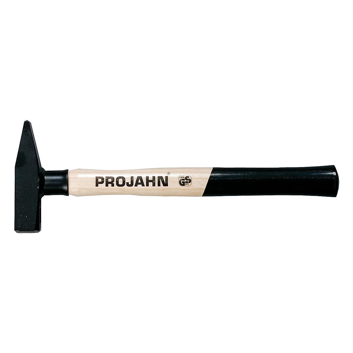 Un marteau avec manche en bois et tête noire. 'PROJAHN' est écrit sur le manche.