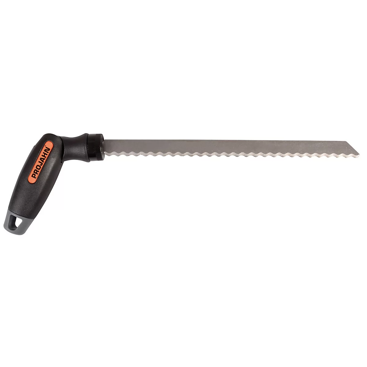 Broodmes met kartelrand en zwarte handgreep met "PROJAHN" opdruk.