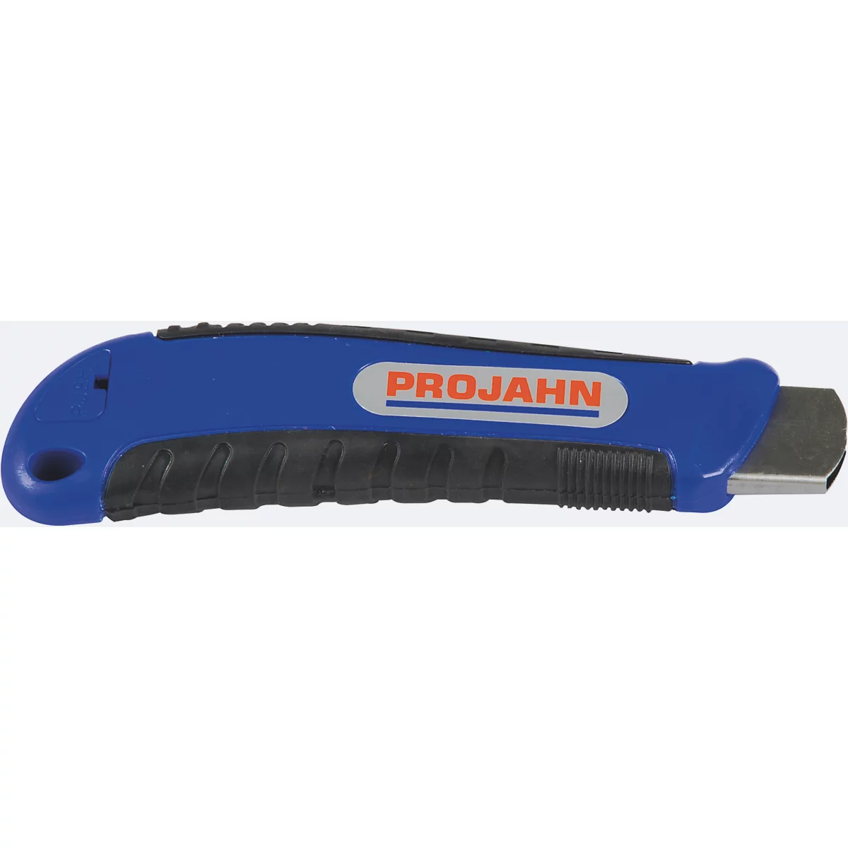 Blaues Teppichmesser mit schwarzem Griff und dem Schriftzug "PROJAHN".