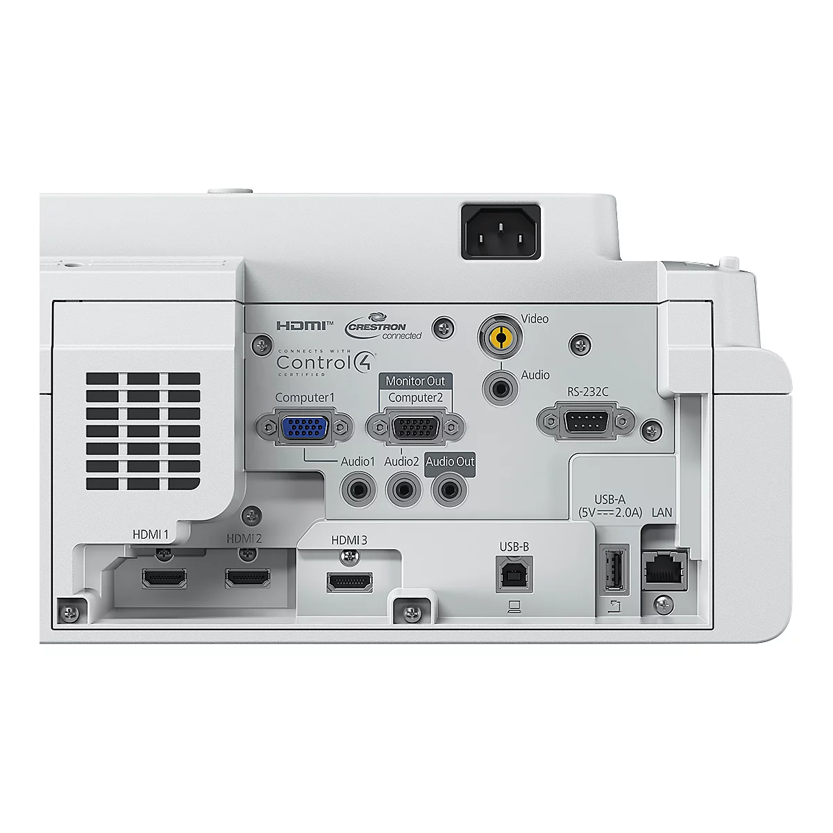 Projecteur 3LCD à focale ultra-courte Epson EB-760W, jusqu'à 150 pouces, 4 100 lumens, HD Ready WXGA, 2 500 000:1, blanc