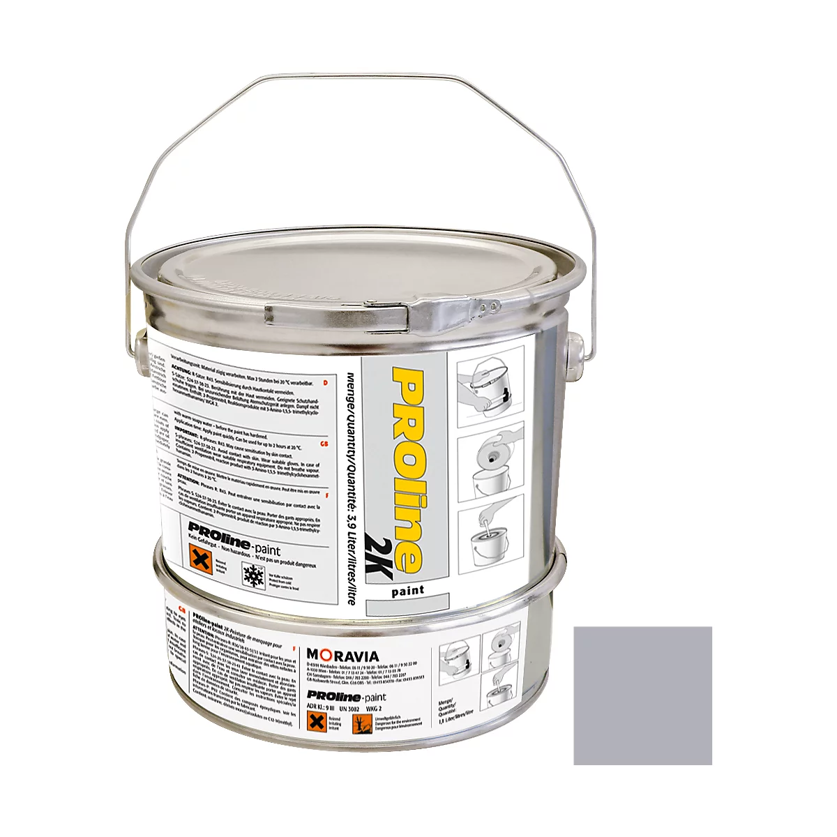 PROline-paint 2K coating voor binnen, zilvergrijs