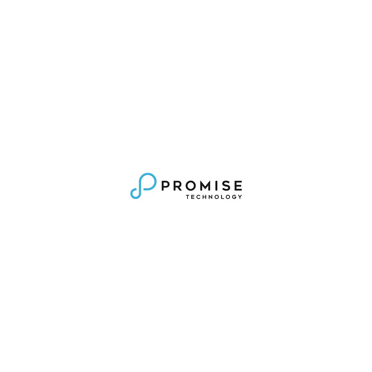 Logo von Promise Technology: Blauer Kreis mit einem nach rechts geöffneten, gebogenen Strich, neben schwarzem Schriftzug Promise Technology.