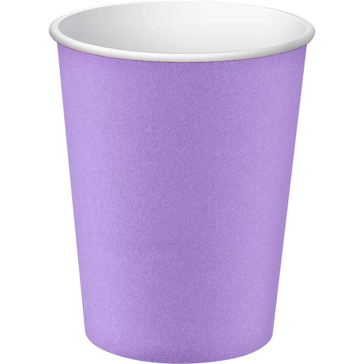 Gobelet en papier lilas clair avec intérieur blanc.