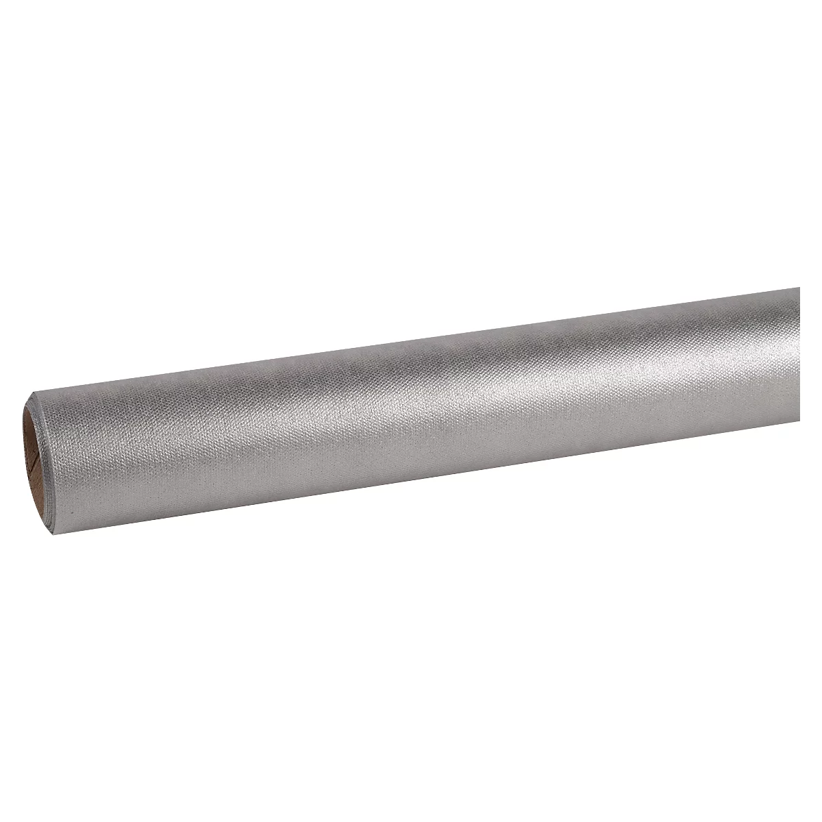 Cilindrische, metalen zilveren staaf. De opening is zichtbaar aan de linkerkant.