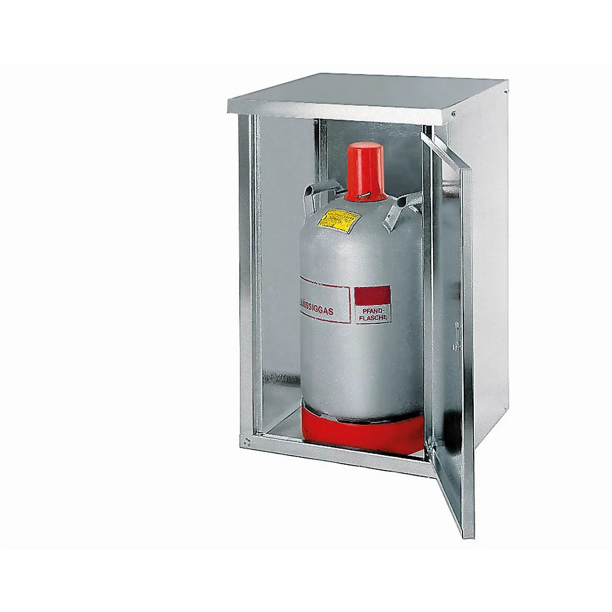 Propaan gasflessenkast G-PG , scharnierende deurstop links, 1 x 11 kg flessen, B 460 x D 400 x H 750 mm