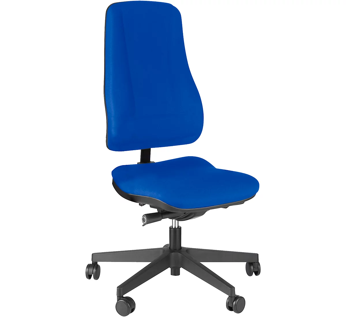 Prosedia Bürostuhl LEANOS V ERGO, Synchronmechanik, ohne Armlehnen, hohe Rückenlehne, blau/schwarz