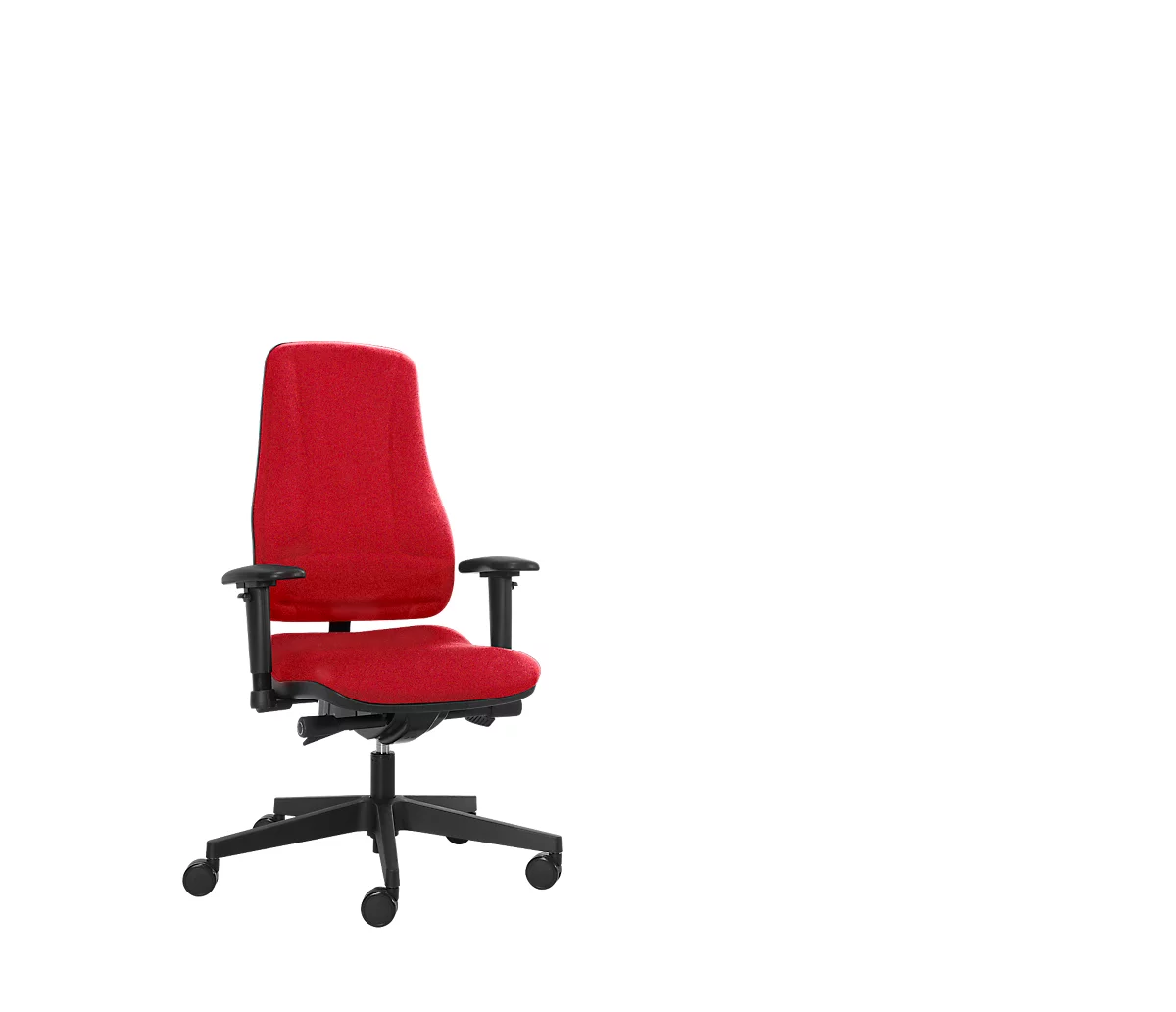 Prosedia Bürostuhl LEANOS V ERGO, Synchronmechanik, ohne Armlehnen, hohe Rückenlehne, rot/schwarz
