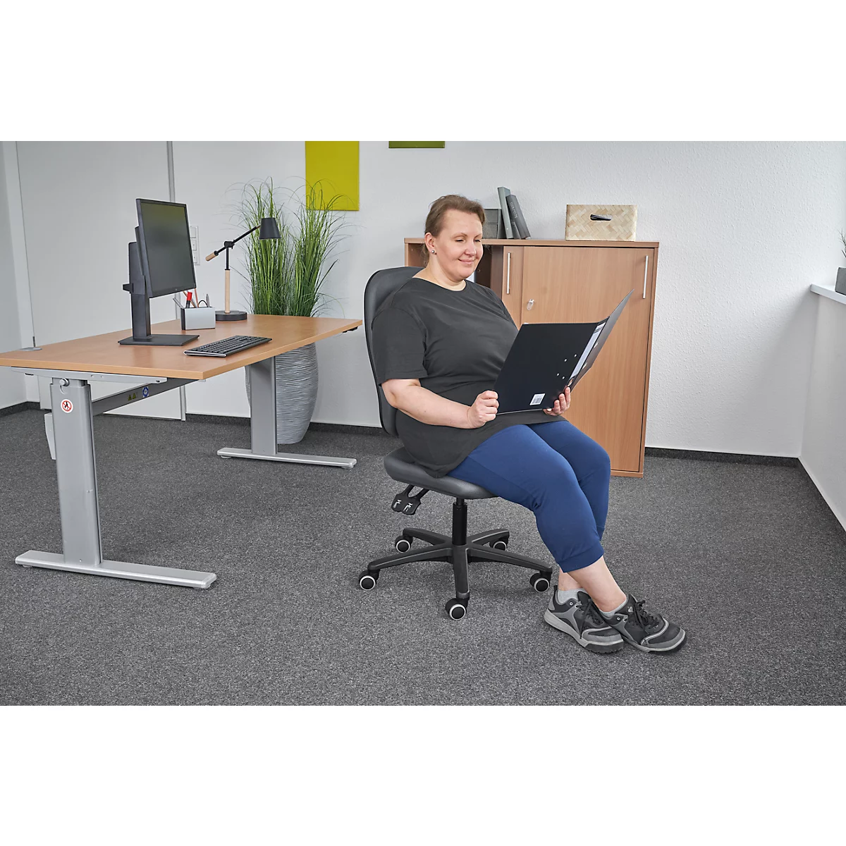 Prosedia Bürostuhl YOUNICO plus 3, Permanentkontakt, ohne Armlehnen, 3D-Rückenlehne, anthrazit