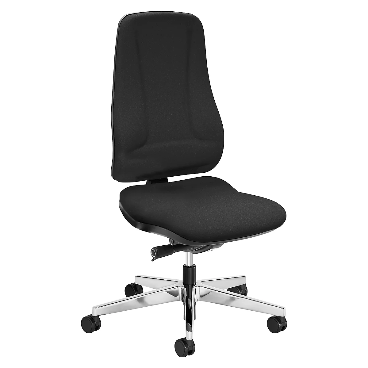 Prosedia bureaustoel LEANOS V ERGO, synchroonmechanisme, zonder armleuningen, ergonomische rugleuning, zwart/aluminium gepolijst