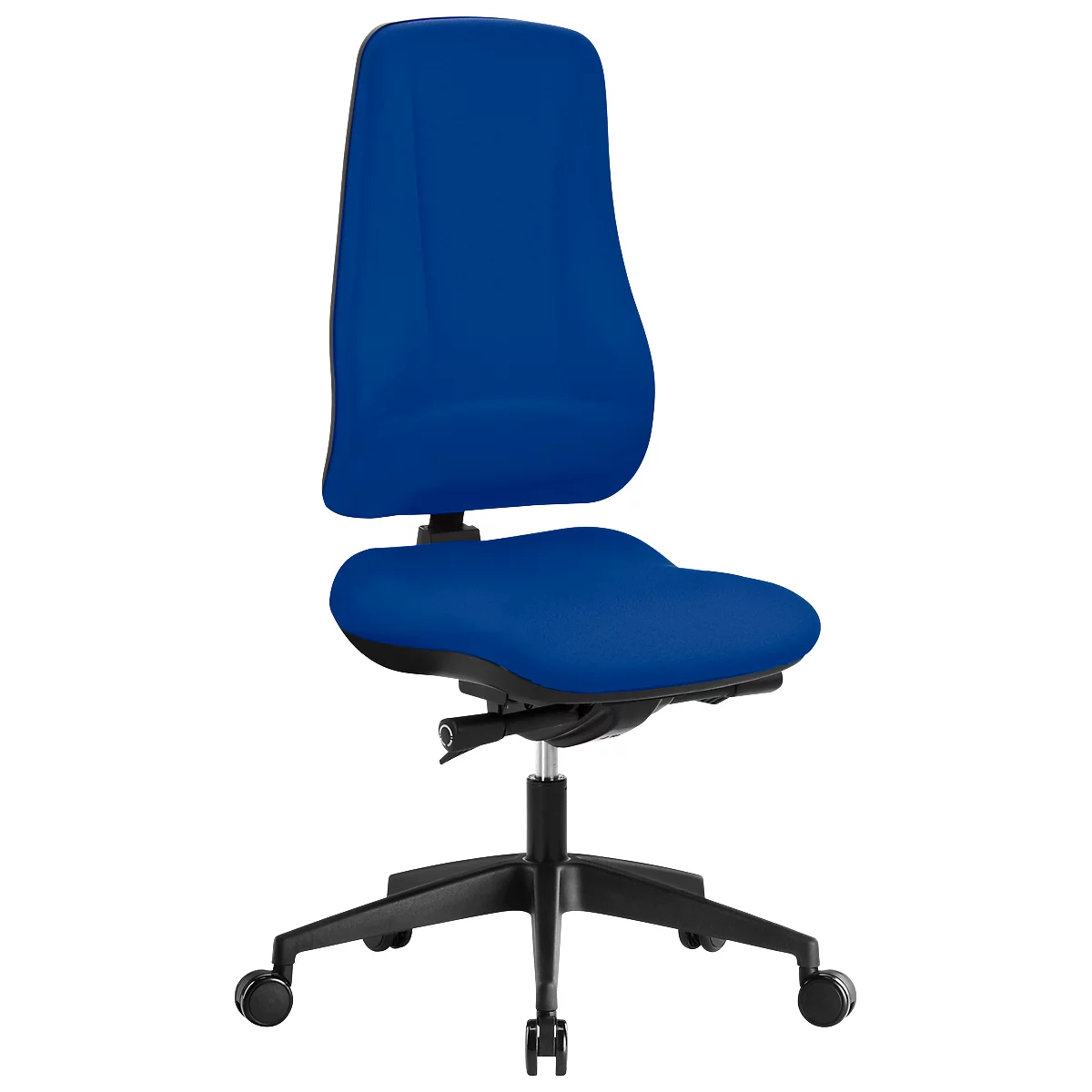 Prosedia bureaustoel LEANOS V KOMFORT, synchroonmechanisme, zonder armleuningen, hoge rugleuning, knierol, blauw/zwart
