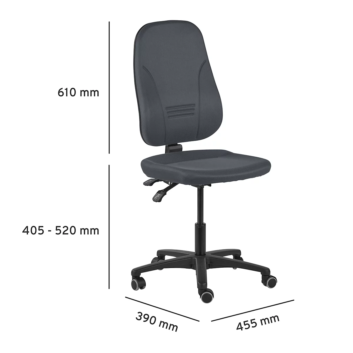 Prosedia bureaustoel YOUNICO plus 3, permanent contact, zonder armleuningen, 3D-rugleuning, antraciet