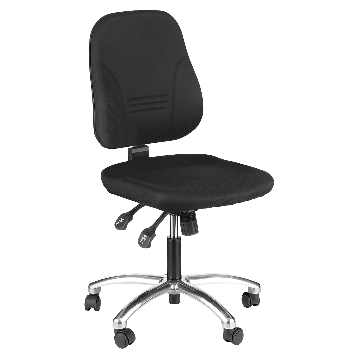 Prosedia bureaustoel YOUNICO PLUS 8, synchroonmechanisme, zonder armleuningen, lage 3D-rugleuning, aluminium gepolijst/zwart