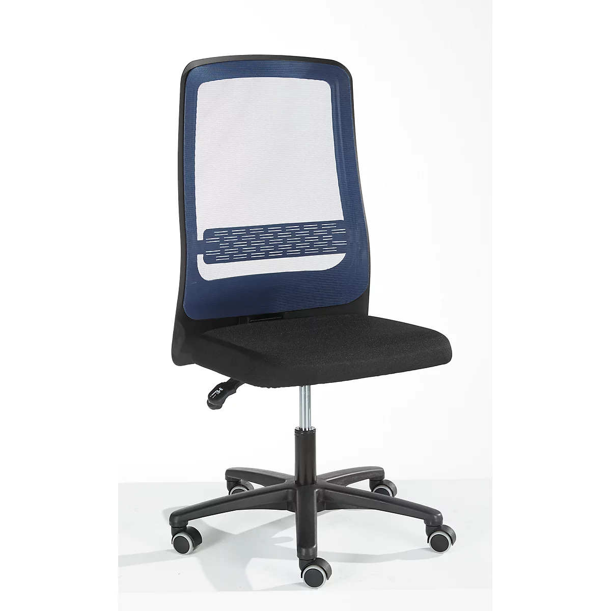 Prosedia ECCON plus-3 bureaustoel, permanent contact, zonder armleuningen, netrugleuning, met lendensteun, vlakke zitting, zwart/blauw