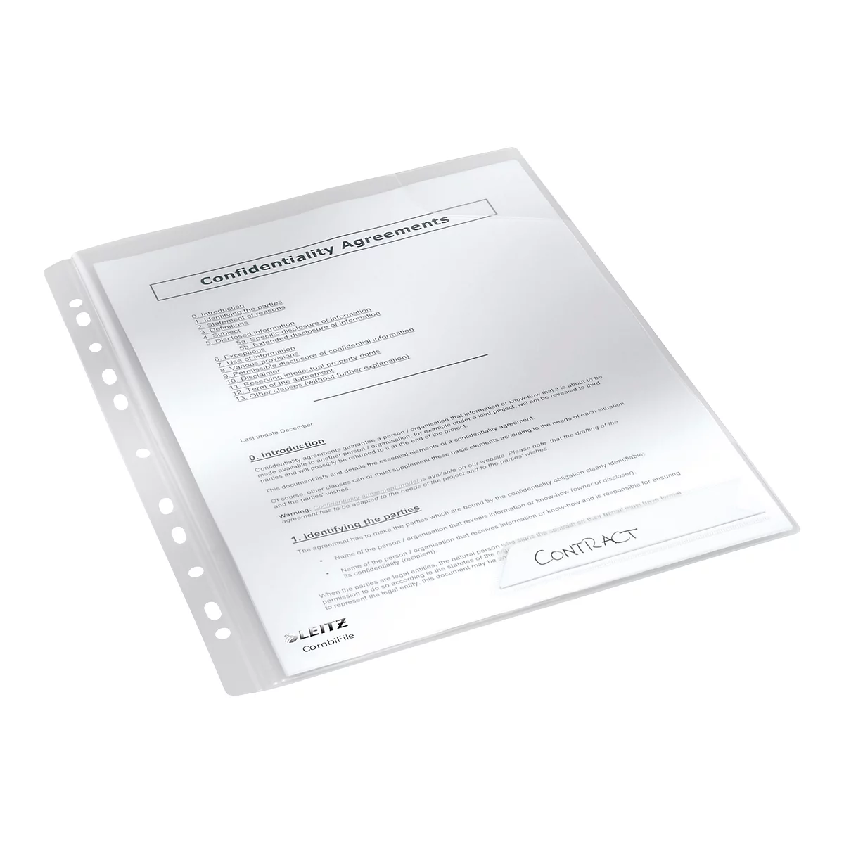 Prospekthüllen A4 LEITZ® CombiFile, Lochrand einklappbar, dokumentenecht, bis zu 40 Blatt, 5 Stück, klar