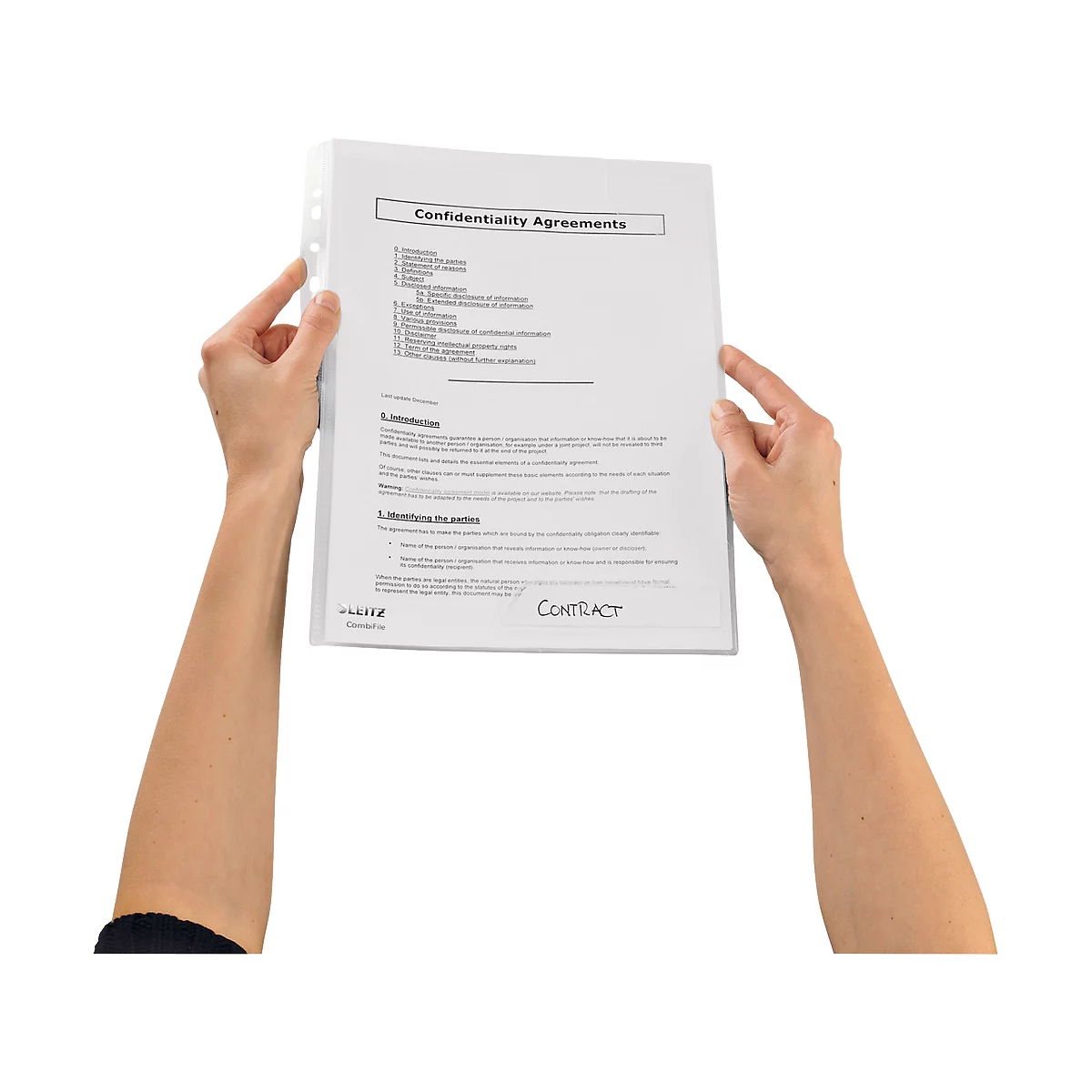 Prospekthüllen A4 LEITZ® CombiFile, Lochrand einklappbar, dokumentenecht, bis zu 40 Blatt, 5 Stück, klar