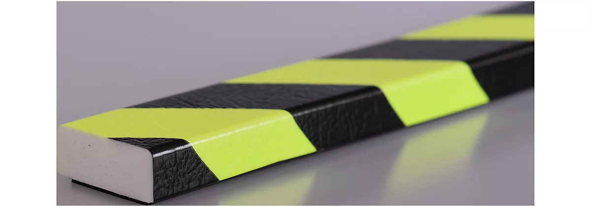 Protección de superficies tipo D, pieza de 1 m, amarillo/negro, fluorescente de día