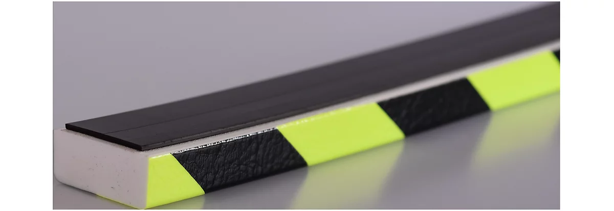 Protección de superficies tipo D, pieza de 1 m, amarillo/negro, fluorescente de día, magnético