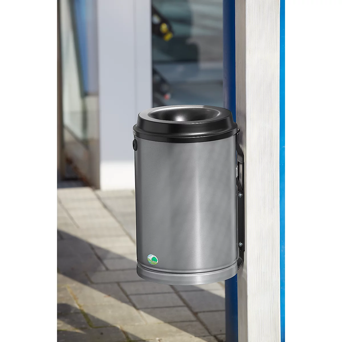 Prullenmand - gegalvaniseerd staal - 24 L - met wandbevestiging - afsluitbaar - zilver