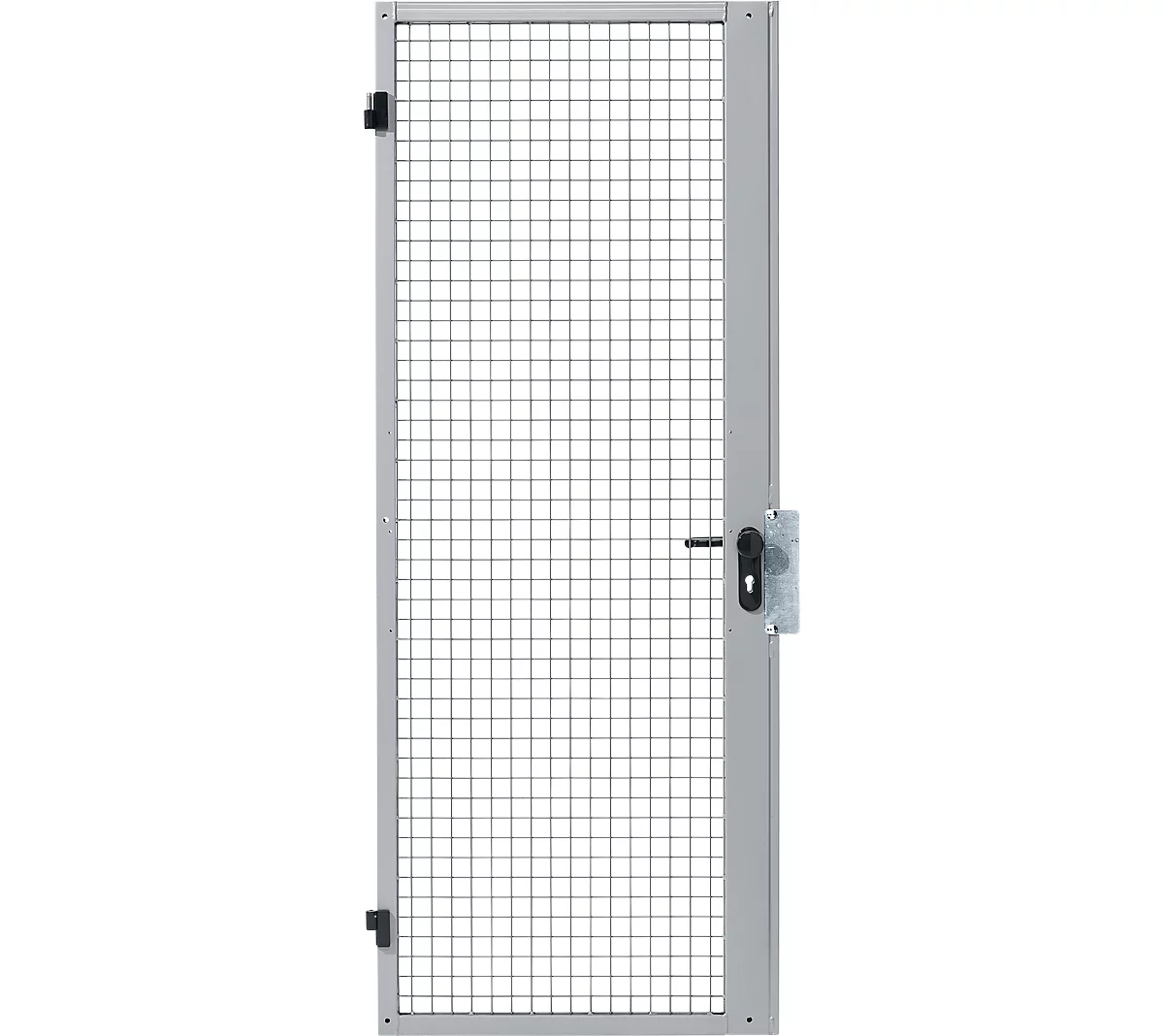 Puerta batiente de una hoja, para sistema de paredes separadoras, bisagra de puerta derecha/izquierda, An 850 x Al 2070 mm, con cerradura de embutir, plateado claro