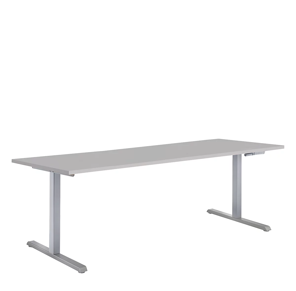 Puesto para trabajo sentado/de pie, mesa de manivela Multiflex, ajustable en altura, An 1600 mm, gris lum./alu. bl.