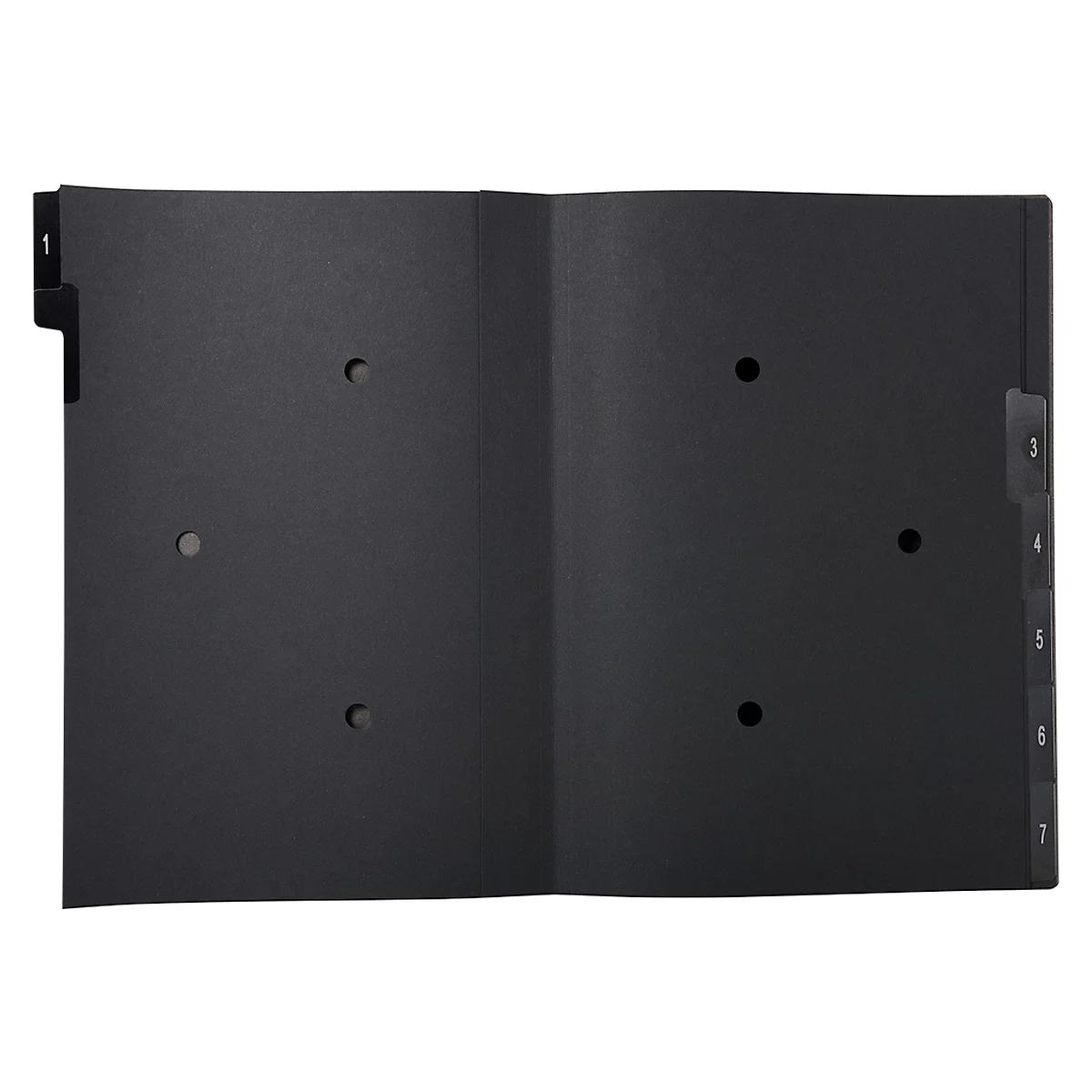 Pultordner Exacompta 57007E, Format A4, 7 Fächer, Taben 1-7, B 250 x H 330 mm, Blauer Engel, Recycling-Karton, schwarz