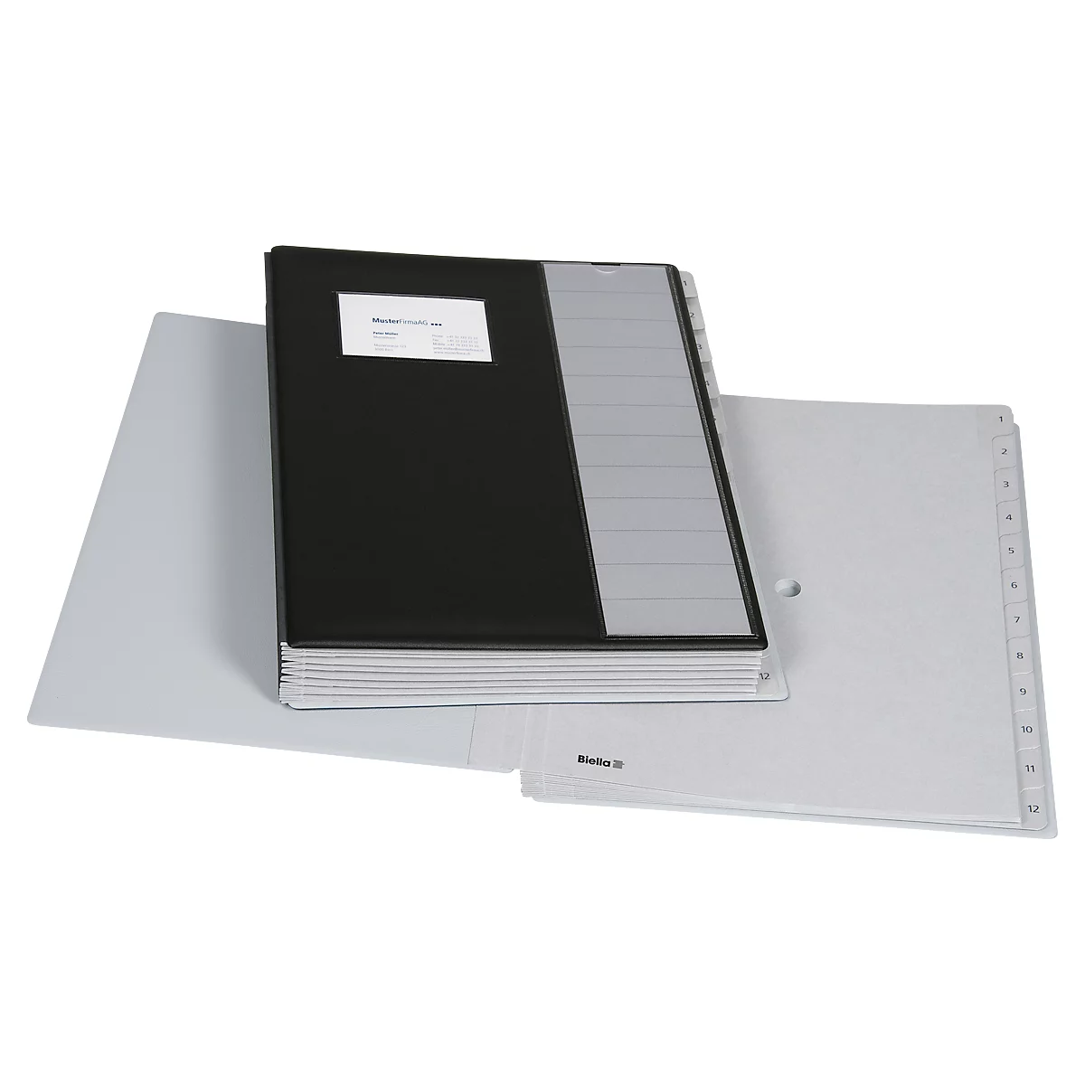 Pupitre Biella Pronto, pour DIN A4, numérique 1-12, L 330 x l 280 x H 32 mm, vinyle, noir