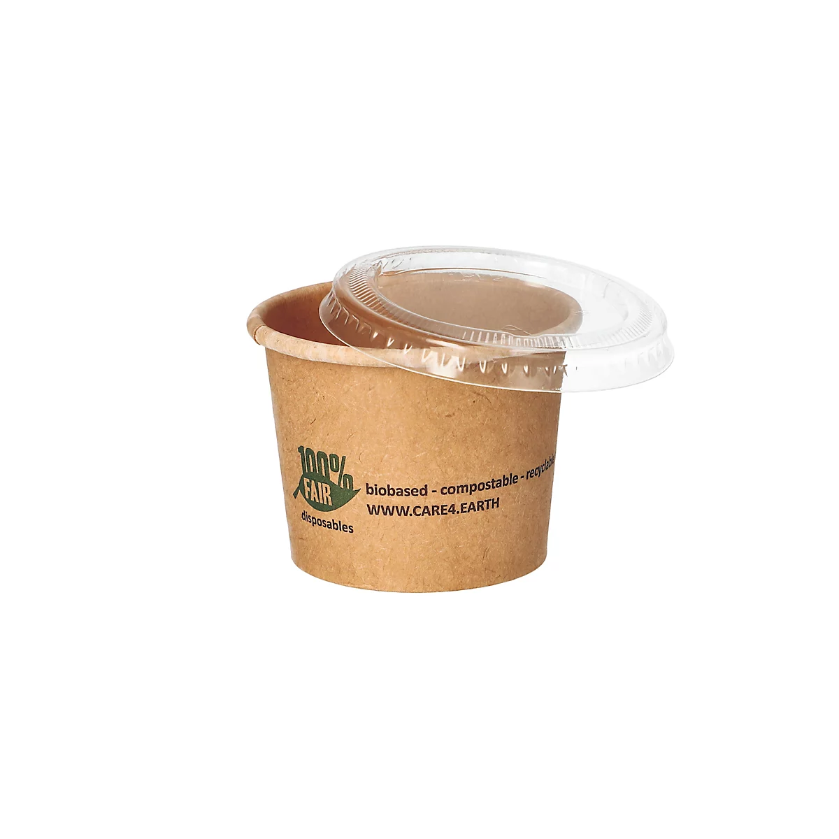 Pure Papstar snack potjes, 60 ml, Ø 60 x 49 mm, composteerbaar, karton, bruin, 50 stuks