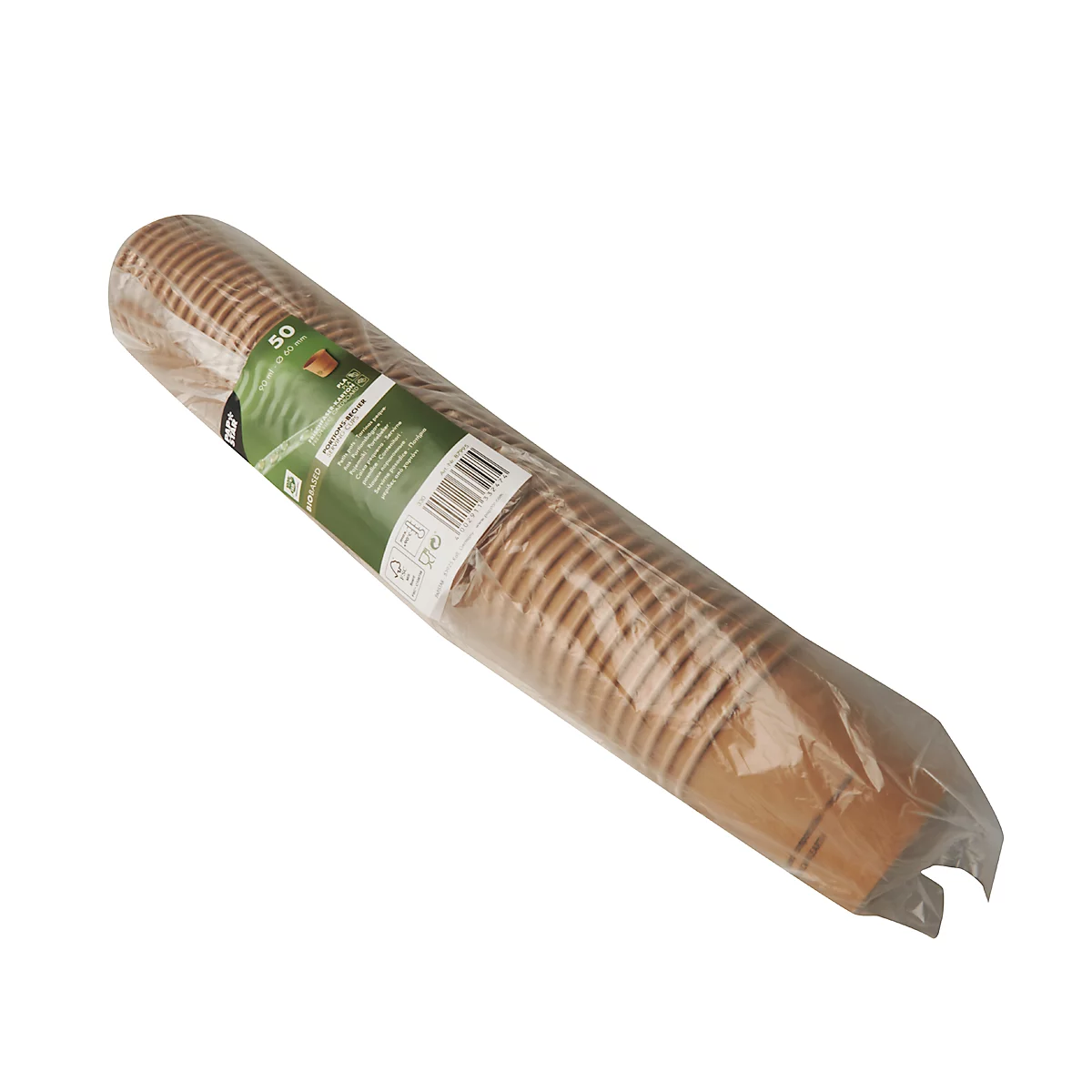 Pure Papstar snack potjes, 90 ml, Ø 60 x 58 mm, composteerbaar, karton, bruin, 50 stuks