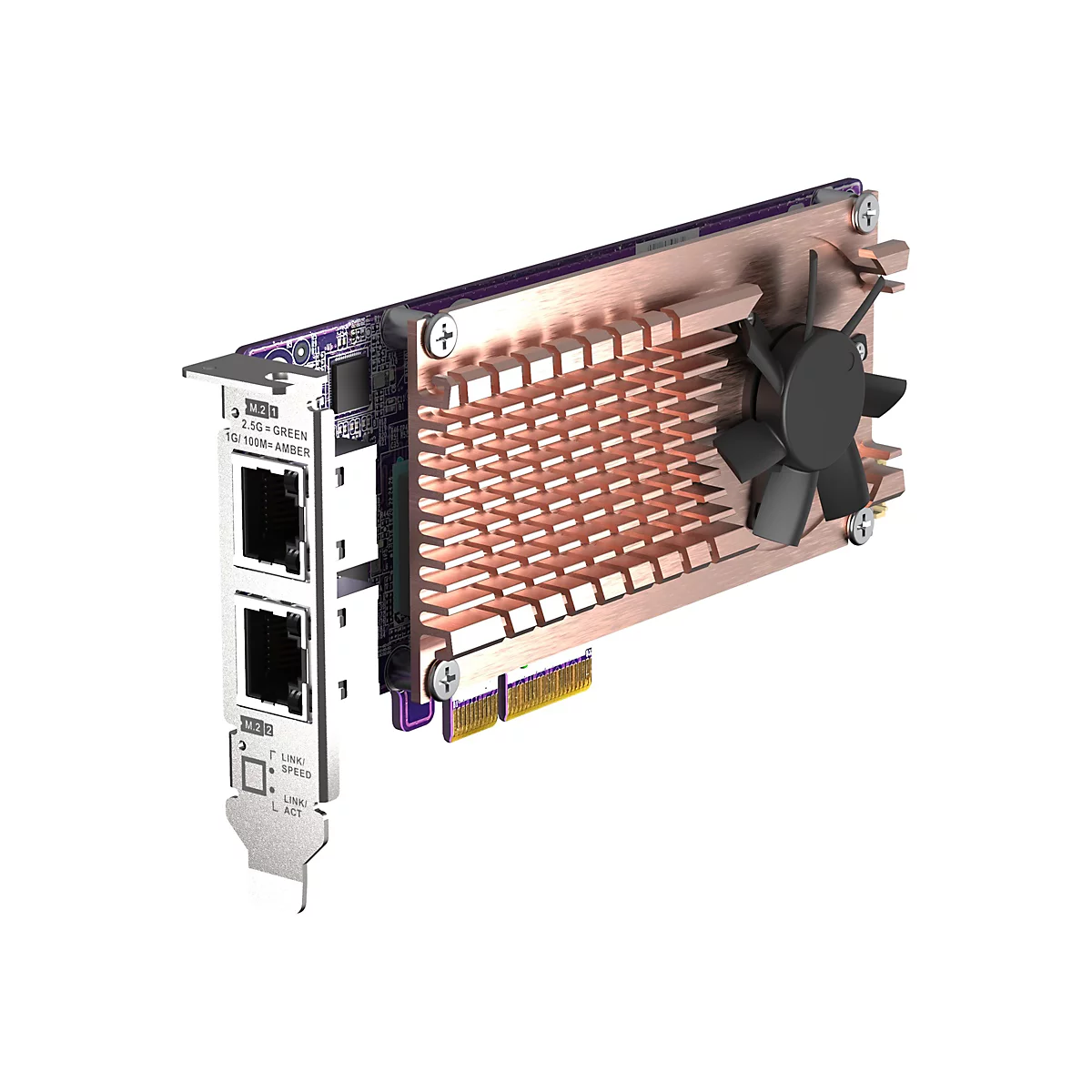QNAP QM2-2P2G2T - Speicher-Controller - M.2 - M.2 NVMe Card / PCIe 3.0 (NVMe) - Low-Profile - PCIe 3.0 x4, 2.5 Gigabit Ethernet