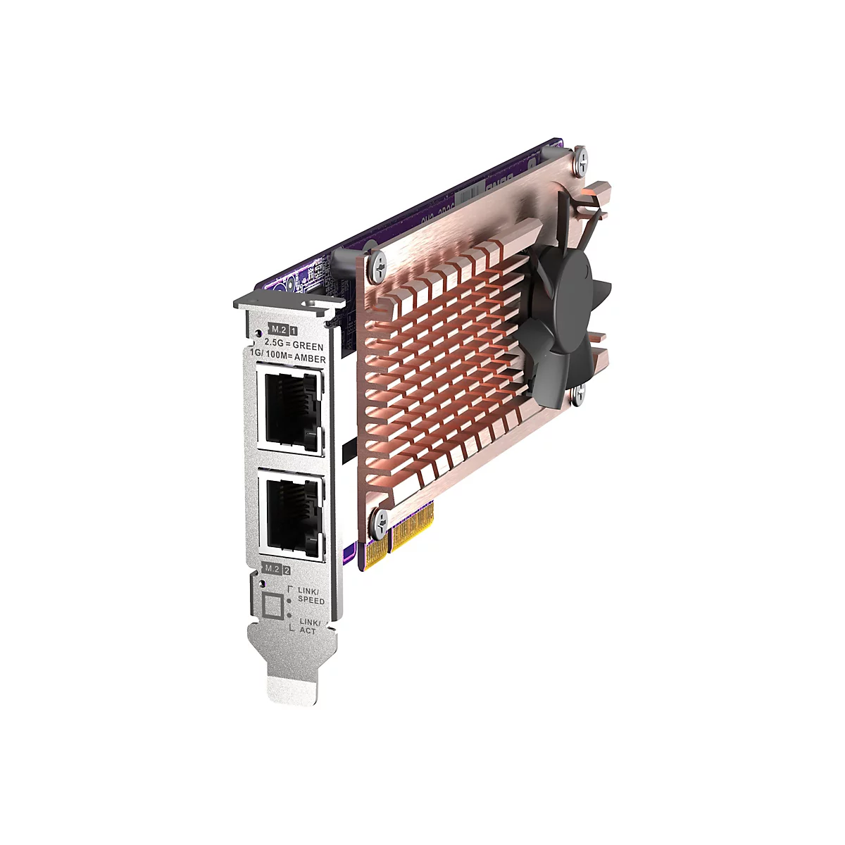 QNAP QM2-2P2G2T - Speicher-Controller - M.2 - M.2 NVMe Card / PCIe 3.0 (NVMe) - Low-Profile - PCIe 3.0 x4, 2.5 Gigabit Ethernet