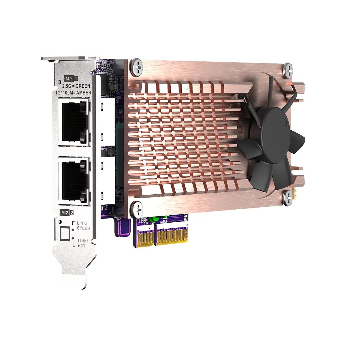 QNAP QM2-2P2G2T - Speicher-Controller - M.2 - M.2 NVMe Card / PCIe 3.0 (NVMe) - Low-Profile - PCIe 3.0 x4, 2.5 Gigabit Ethernet