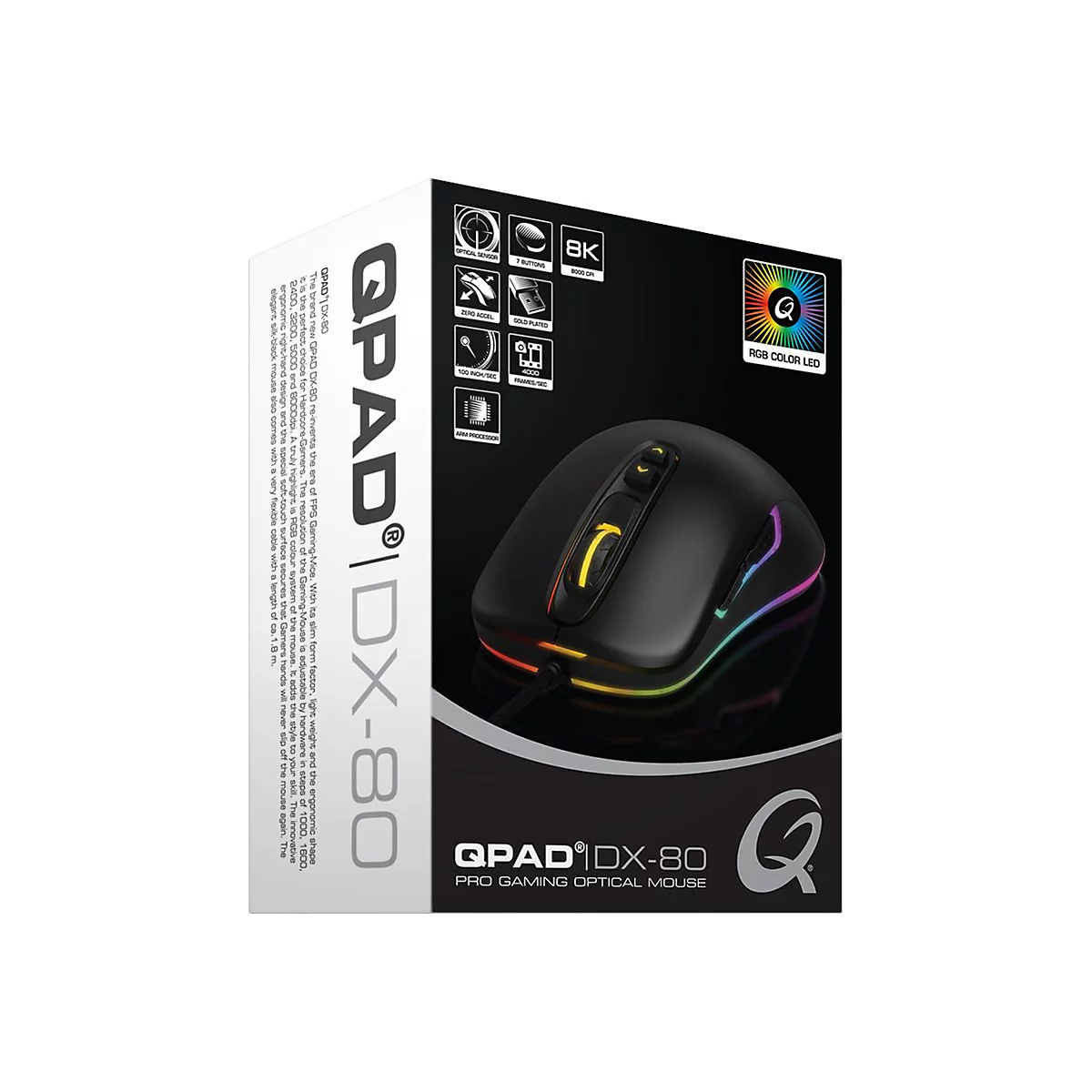 Qpad DX-80 - Maus - USB - Silk Black