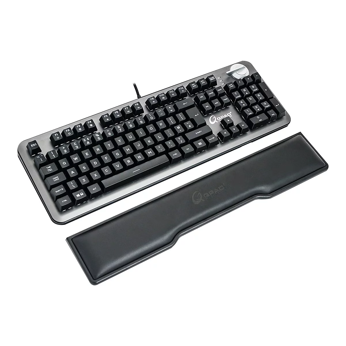 QPAD MK-95 - Tastatur - mit Lautstärkerad - Hintergrundbeleuchtung - USB - Deutsch