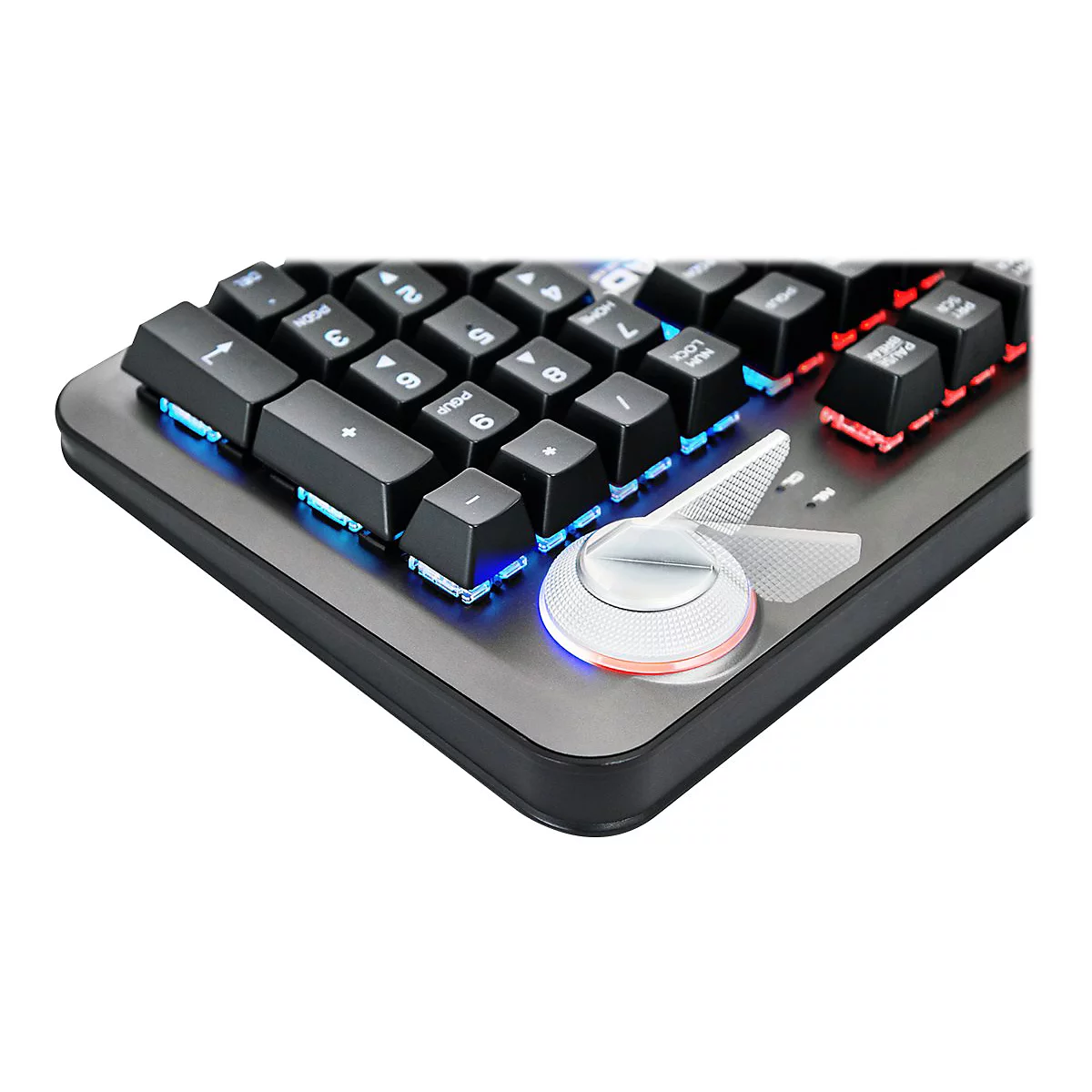 QPAD MK-95 - Tastatur - mit Lautstärkerad - Hintergrundbeleuchtung - USB - Deutsch