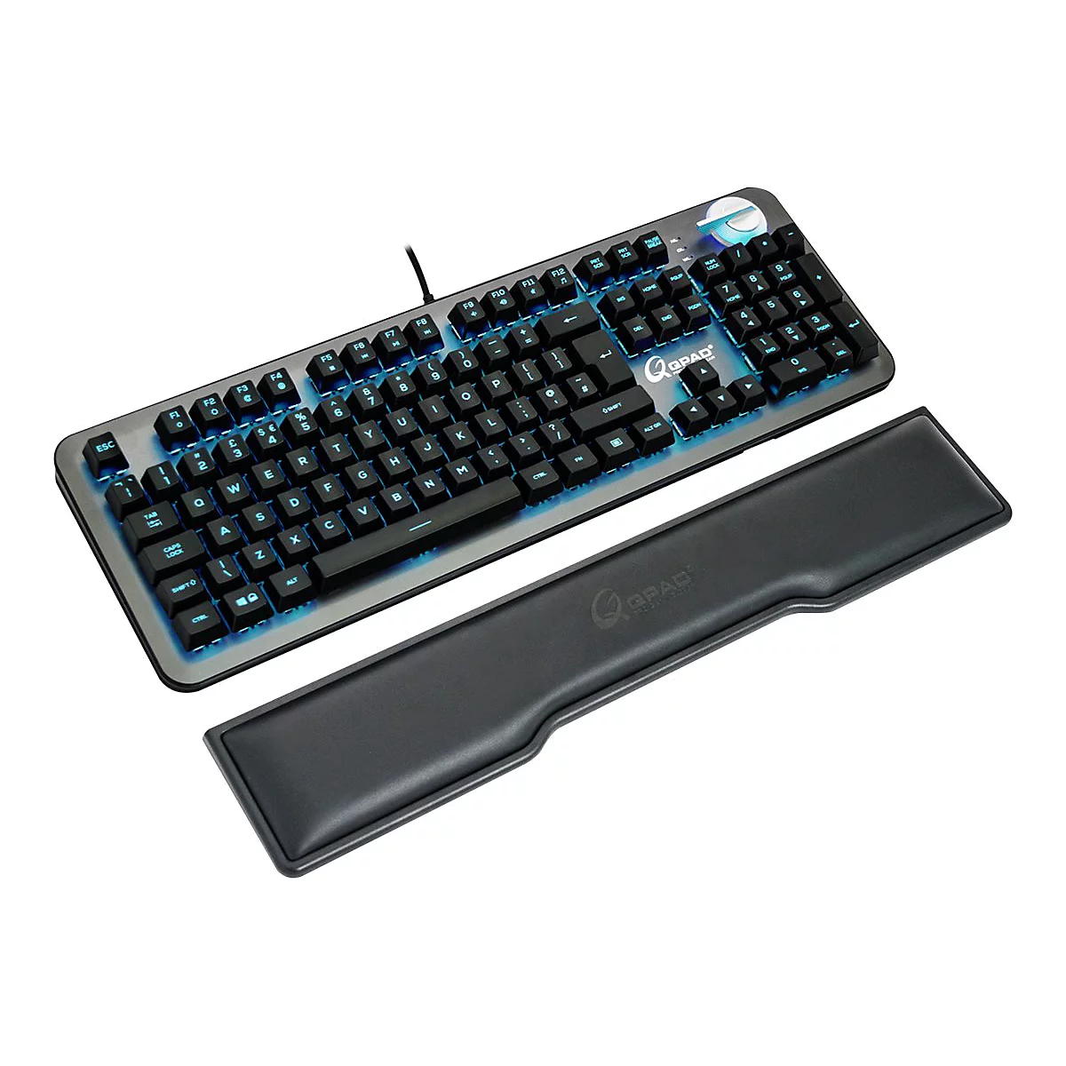 QPAD MK-95 - Tastatur - mit Lautstärkerad - Hintergrundbeleuchtung - USB - Deutsch