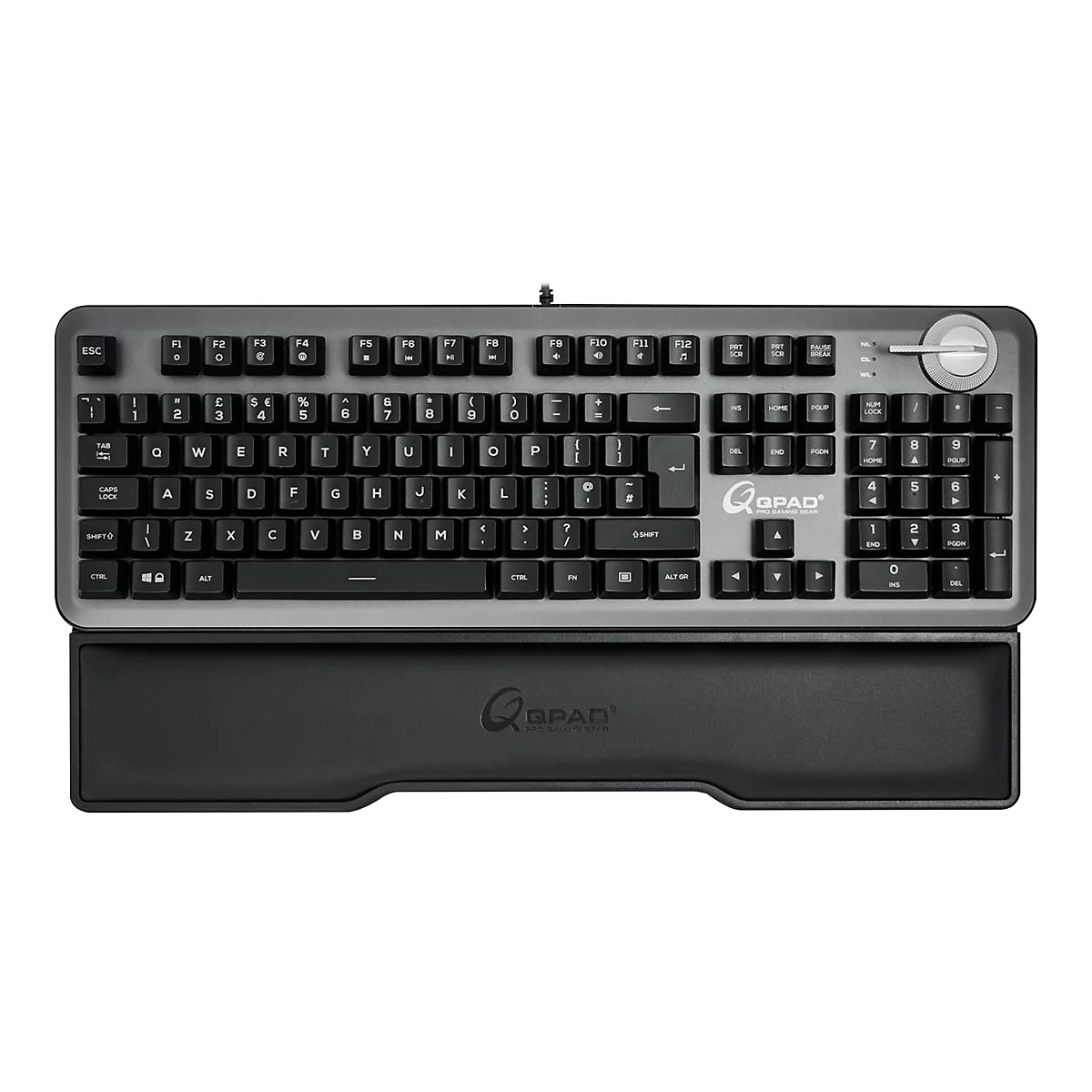 QPAD MK-95 - Tastatur - mit Lautstärkerad - Hintergrundbeleuchtung - USB - Deutsch