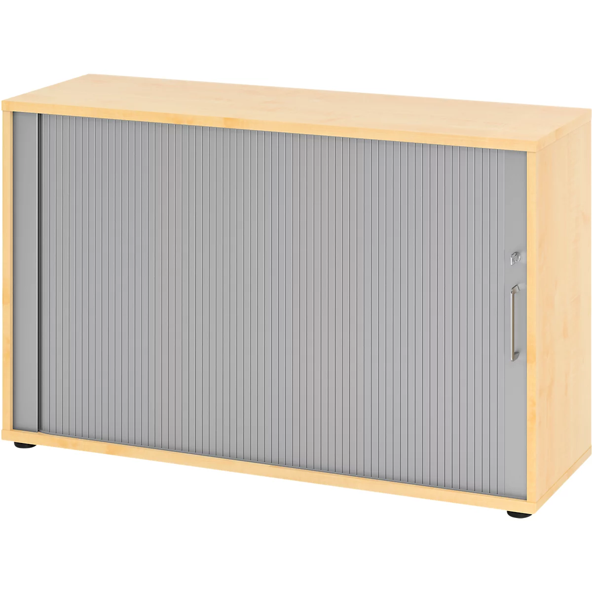 Querrollladenschrank Breno, 2 OH, abschließbar, stapelbar, B 1200 x T 400 x H 748 mm, Spanplatte, Ahorn