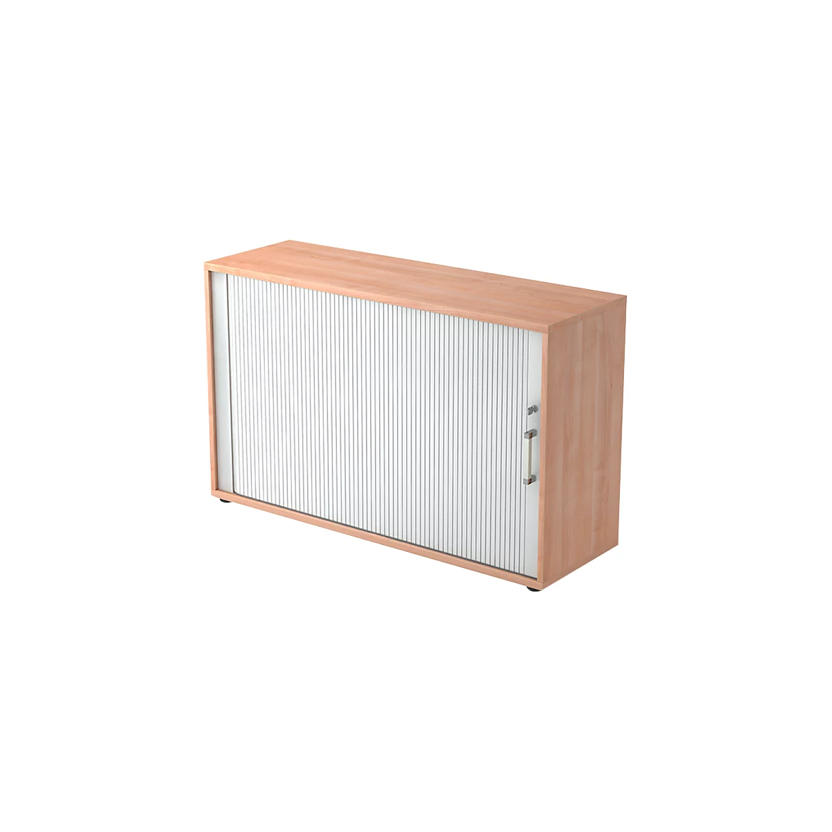 Querrollladenschrank TARVIS, 2 Ordnerhöhen, B 1200 x T 400 x H 825 mm, abschließ- & stapelbar, Nussbaum-Dekor/alusilber