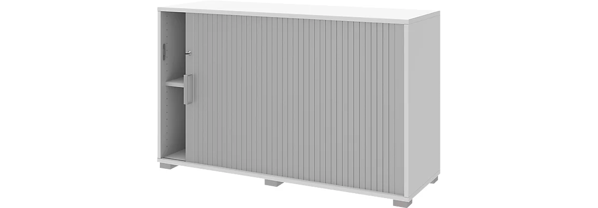 Querrollladenschrank TEQSTYLE, rechts öffnend, abschließbar, B 1200 x H 745 mm, weiß