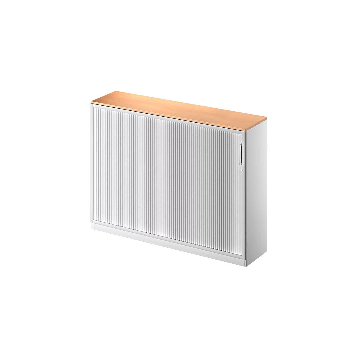 Querrollladenschrank TETRIS SOLID, 3 OH, B 1600 mm, inkl. 19 mm Abdeckplatte, Buche-Dekor/weißalu/weißalu