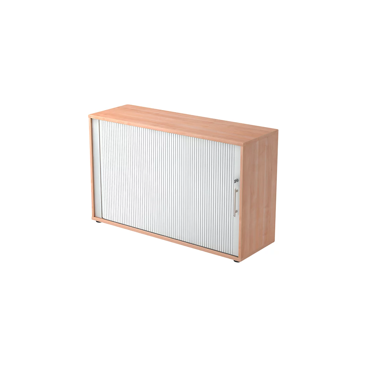 Querrollladenschrank ULM, 2 OH, Rollläden alusilber, B 1200 x T 400 x H 748 mm, Nussbaum-Dekor