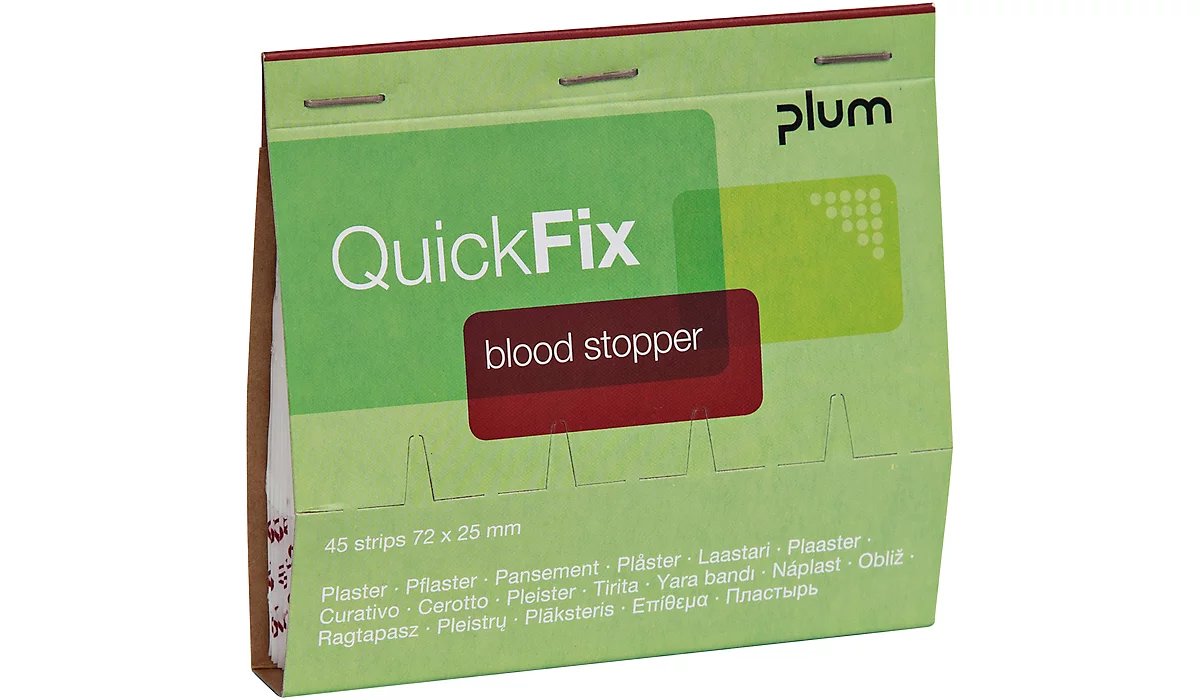 QuickFix Blood Stopper tiras de esparadrapo, envase de recambio para dispensador, con fibras de alginato, 1 envase con 45 unidades