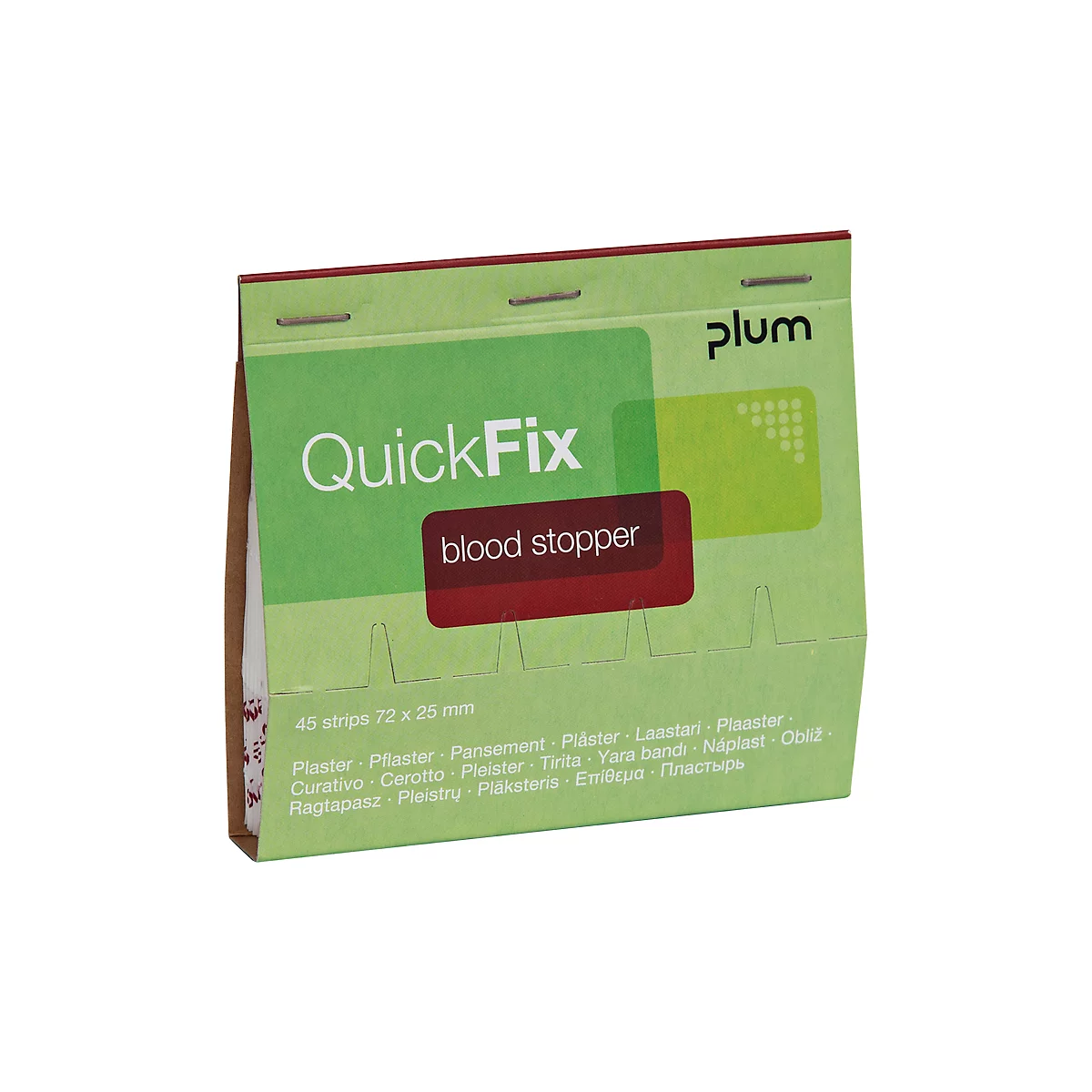 QuickFix Blood Stopper tiras de esparadrapo, envase de recambio para dispensador, con fibras de alginato, 1 envase con 45 unidades