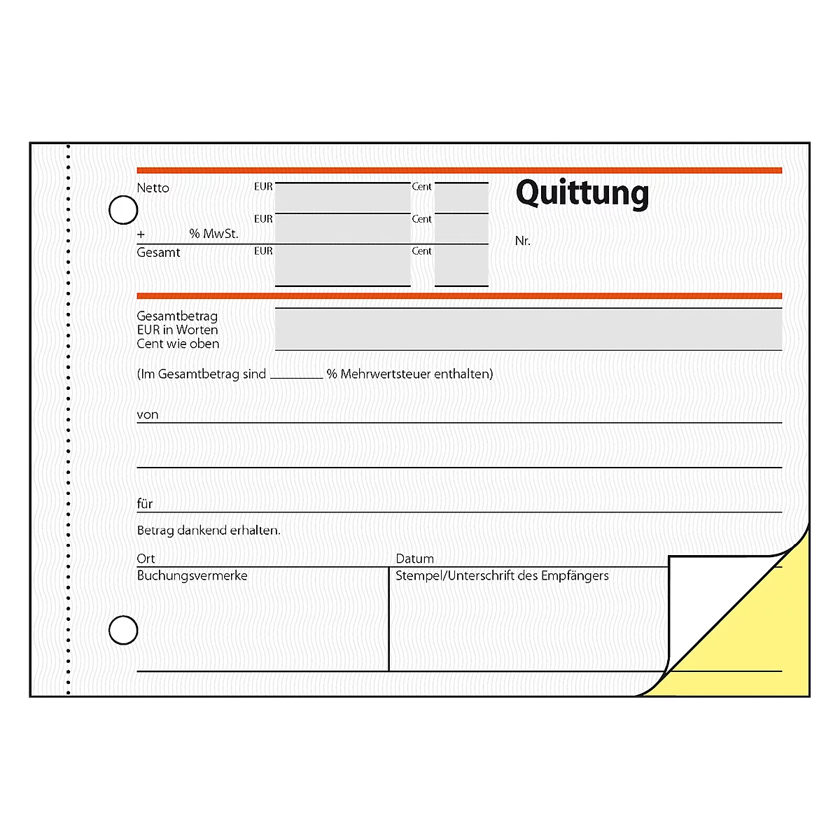 Quittungsblock Sigel SD021, A6 quer, 2 x 40 Blatt, selbstdurchschr., 2 Stck + 1 GRATIS
